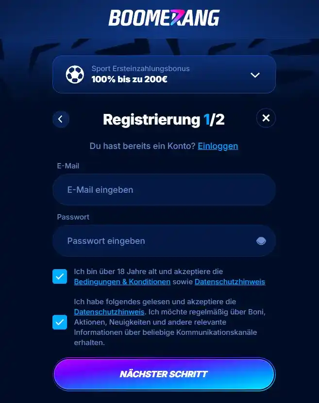 Boomerang Casino Login